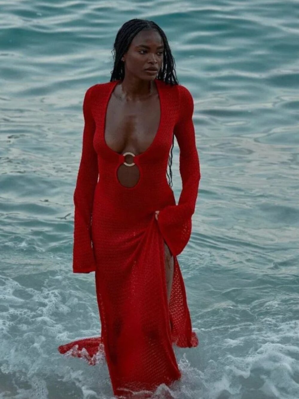 MONDAY Swimwear Montego Dress in Chili Pepper Lace Crochet - Picture 4 of 5